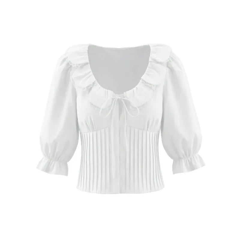 White Blouse With Peter Pan Collar Tie