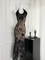 Black Gothic Lace Evening Dress With Off Shoulder Silhouette Vintage Inspired Elegant Gown