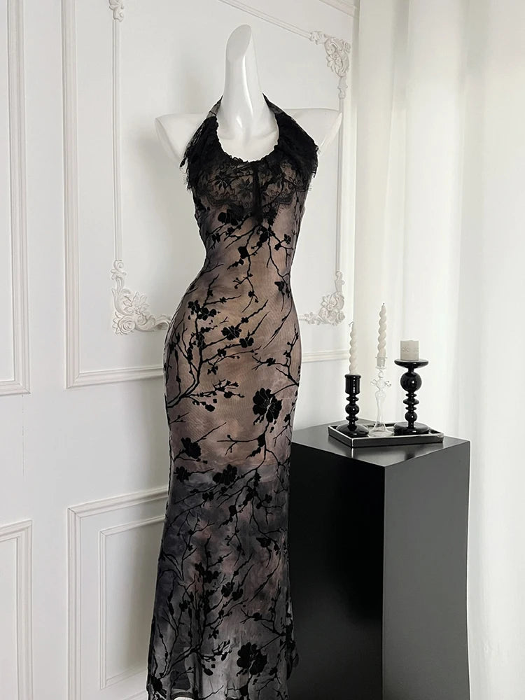 Black Gothic Lace Evening Dress With Off Shoulder Silhouette Vintage Inspired Elegant Gown