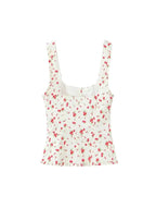 Floral Print Tank Top And Mid Waist Pleated Mini Skirt Two-piece Set