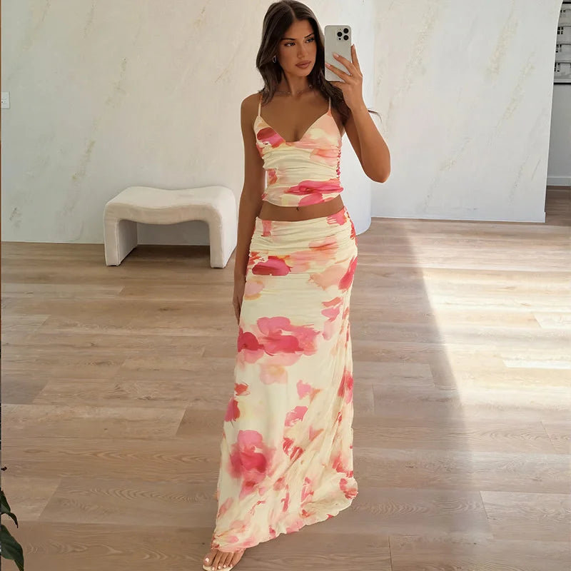 Crop Top And Maxi Skirt Set