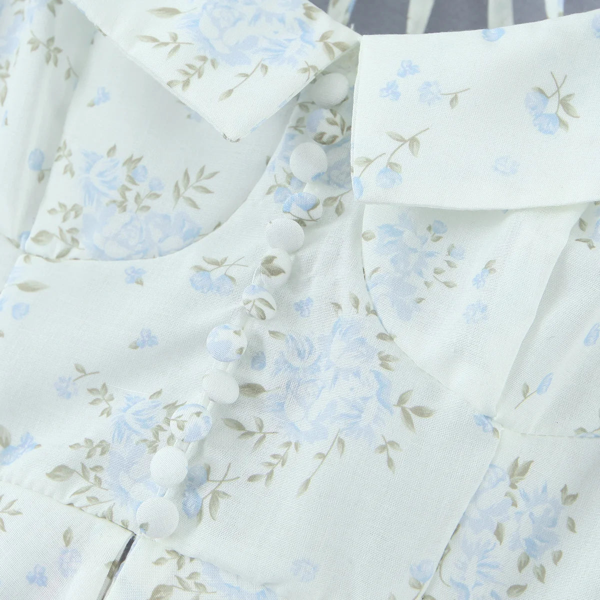 Floral Corset Style Crop Top With Cross Lacing And Ruffle Square Collar Three Quarter Sleeve
