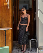 Two-Piece Set Women's Sexy Polka Dot Top Casual Maxi Skirts Sets
