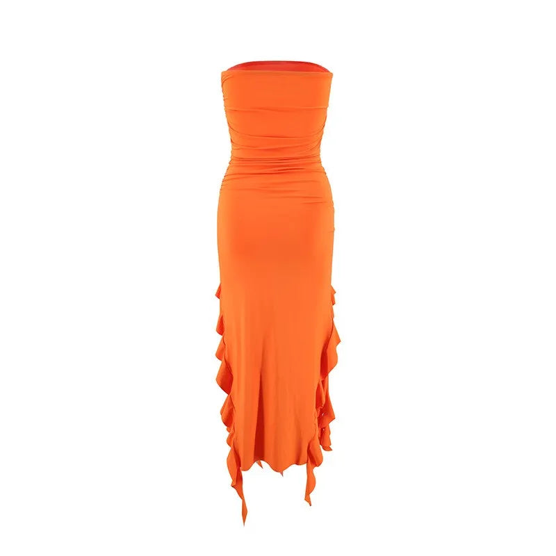 Tube Top Strapless Sexy Midi Dress