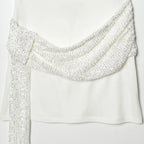 Gleaming Sequin Mini Dress With O Neck Backless Detail