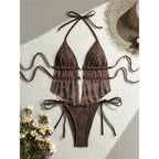 Hollow Out Tankini Halter Bikini Padded Two-pieces Bikini set