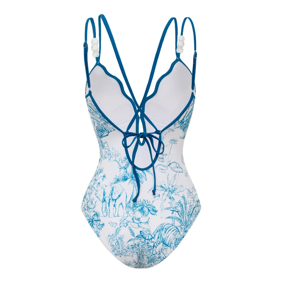 Ruffle Cutout One Piece Swimsuit With Skirt For Fresh Summer Beachwear Vibe