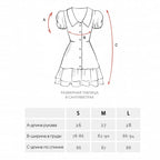 Puff Sleeves Ruffled Mini Dress With Pearl Buttons