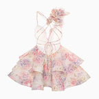 Petal 3D Flower Ruffle Camisole Dress With V Neck Backless Evening Look