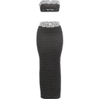 Black Lace Patchwork Two Piece Set With Backless Tube Top And Polka Dot Skirt