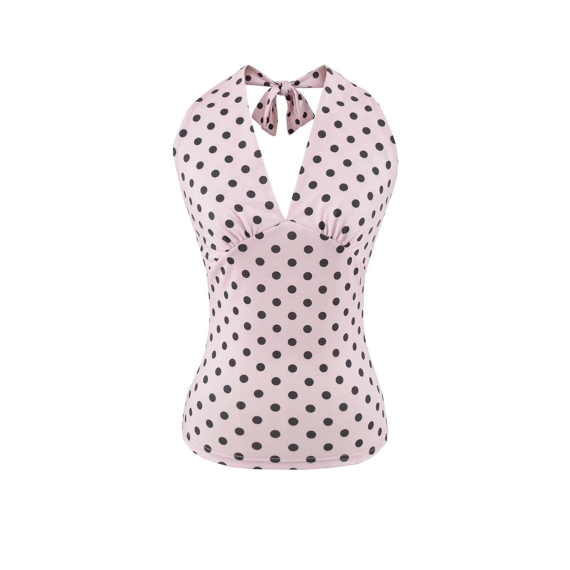 Hot Girl Spicy Two-Piece  Retro Polka Dot Necktie Top Satin High Waist Short Skirt Set