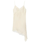 Satin Elegant Backless Lace Slip Dress