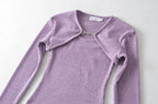 Crop T Shirt O neck Crop top Full Sleeve Chain Buckle Cape T-shirt Camis with Tee
