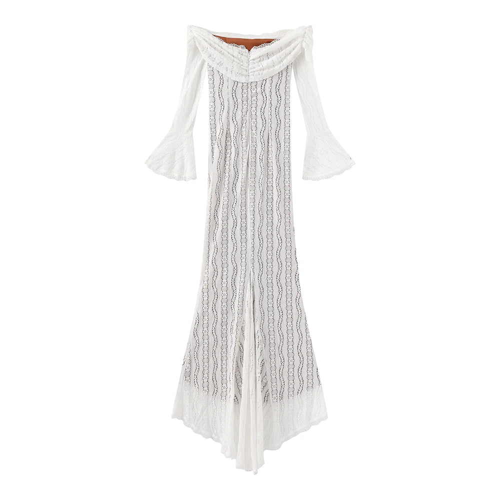 Lace Evening Dress Sleeve Elegant Party Gown