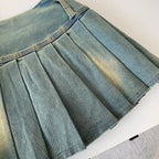 Denim Set With Sleeveless Cami Top And Mini Skirt Slim Fit Zipper