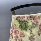 Floral Sequined Mini Skirt With High Waist Glam Inspired Retro Vibe