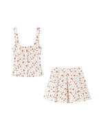 Floral Print Tank Top And Mid Waist Pleated Mini Skirt Two-piece Set