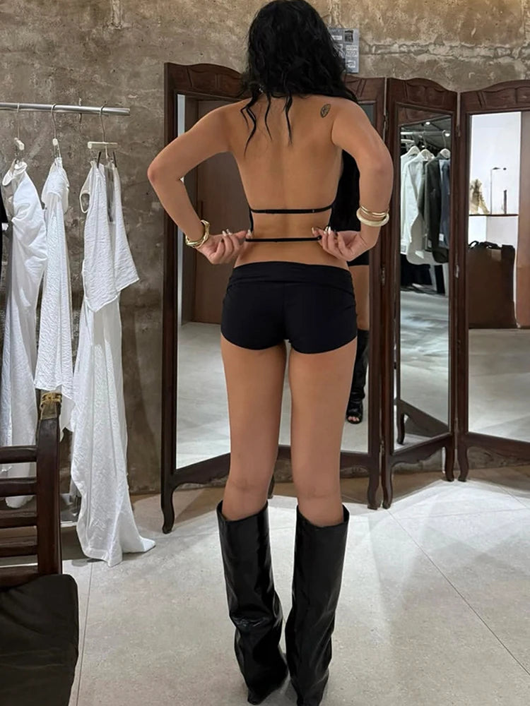 Backless Halter Tank Top Off Shoulder
