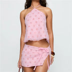 Sparkling Sequin Two Piece Set Sleeveless Top And Shimmer Mini Skirt