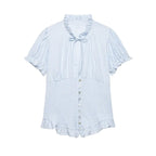 Elegant Chest Cutout Top With Elastic Waist