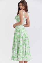 Spaghetti Strap Maxi Dress With Wrap Bow Lace Up Front Elegant Long Gown