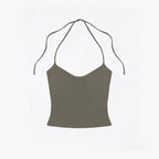 Lace Up Halter Tank And Suspender Long-sleeves Open Back Design For Chic Vibe