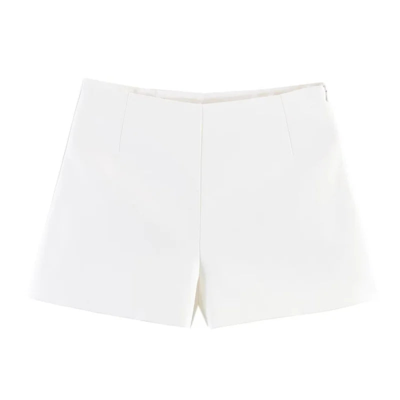 High Waist Mini Shorts For Women With Side Zipper
