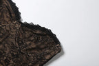 Coquettish Low Neck Maxi Dress With Lace Full Sleeve Midnight Jacquard