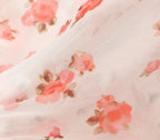Apricot Floral Mesh Tank Top With V Neck And Ruched Corset Silhouette Sleeveless Crop Cami