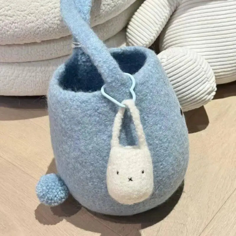 Whimsical Kawaii Felt Crossbody Bag With Cute Charm
