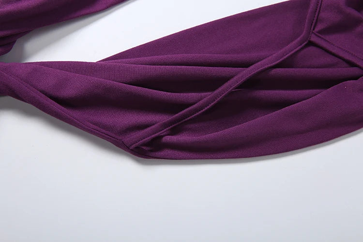 Purple Backless Patchwork Waistless Maxi Dress Irregular Hem