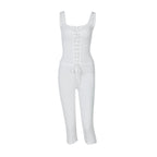 Two Piece Set For Women Sleeveless Tie Front Tank Top And Capri Pants