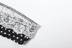 Black Lace Patchwork Two Piece Set With Backless Tube Top And Polka Dot Skirt