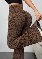 Leopard Print High Waist Bell Bottom Yoga Leggings For Women With Soft Stretch
