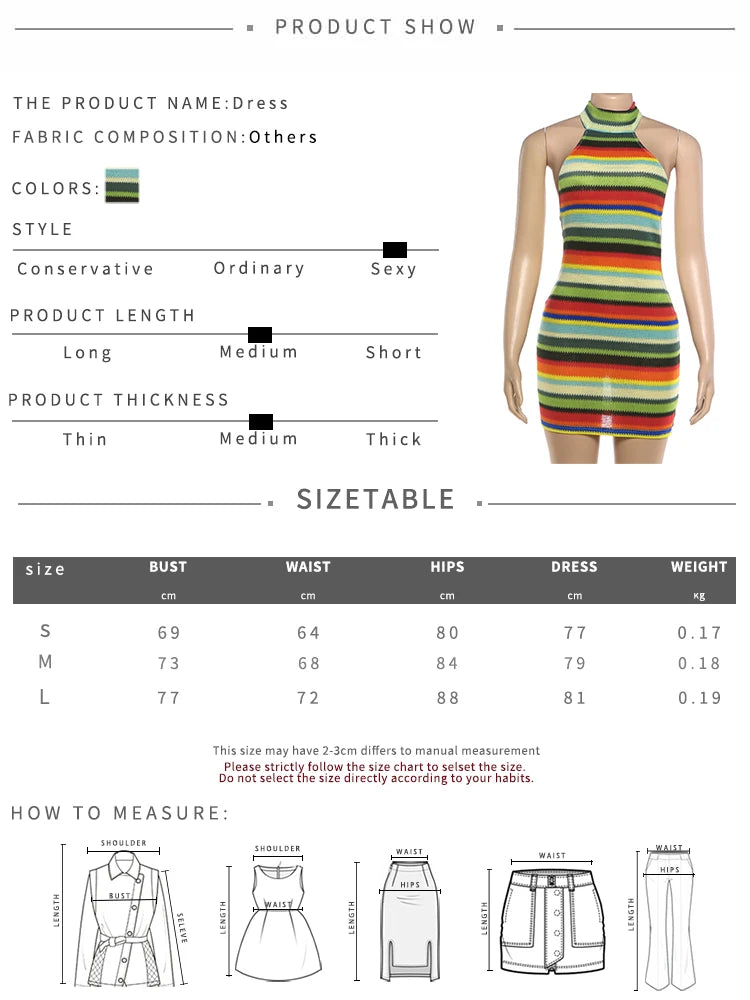 Stripe Patchwork Bodycon Mini Dress Halter Backless Off Shoulder