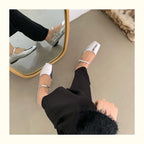 Mary Jane Flats With Square Toe Buckle Strap Retro Styled Women's Shoes