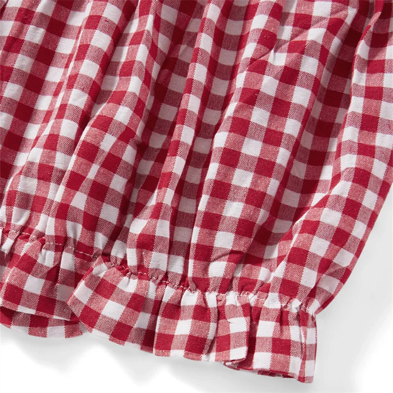 Cozy Kawaii Plaid Pajama Shorts With Elastic Waist Ruffle Trim