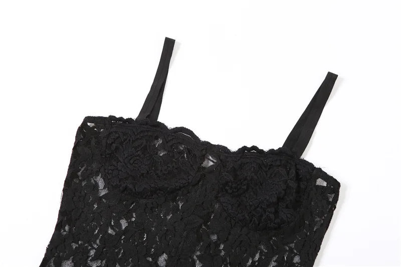 Sexy Lace Black Maxi Dress Nightclub Bodycon Silhouette