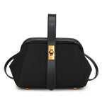 Luxe Faux Suede Frame Shoulder Bag With PU Accent Elegant Crossbody