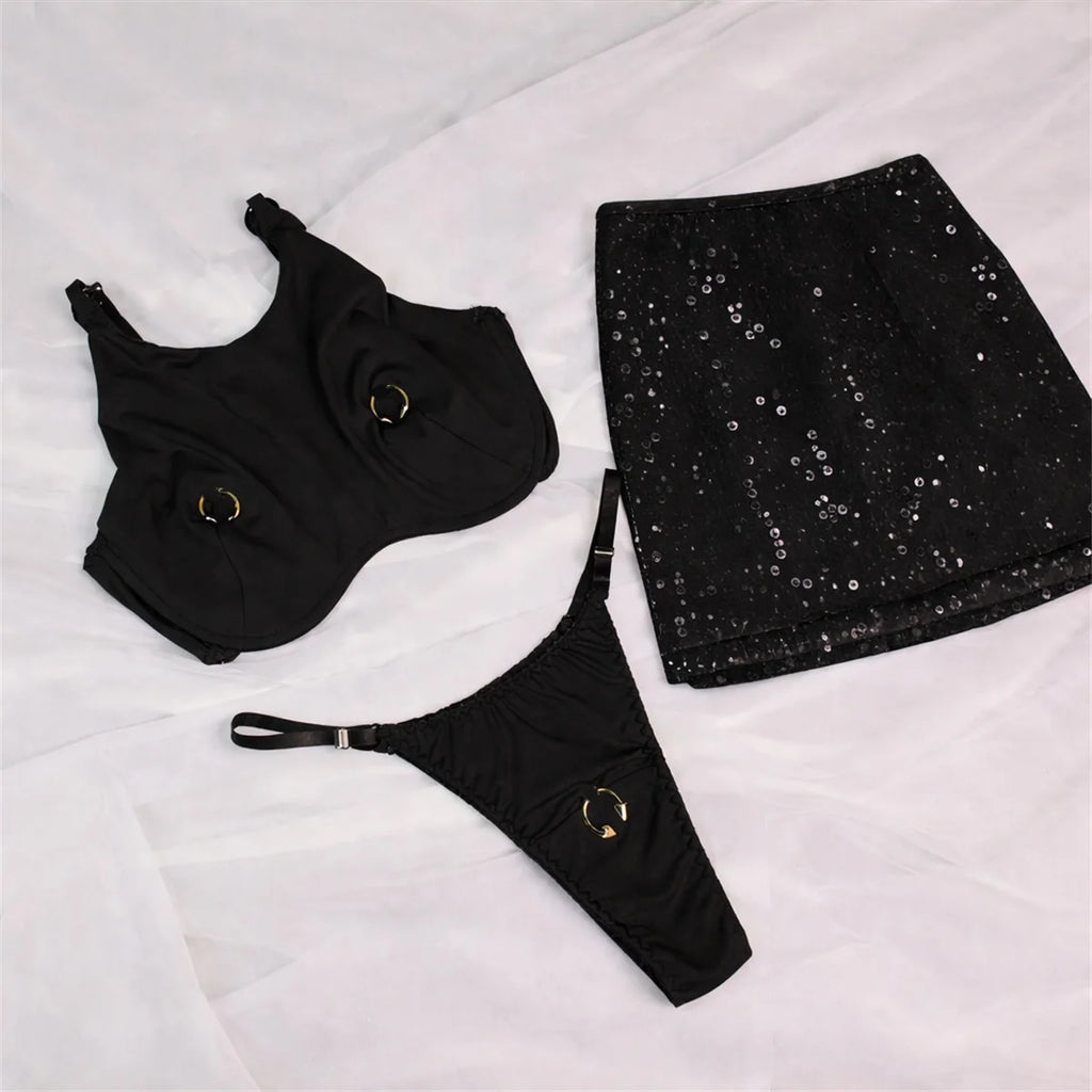 Mini Skirt Push Up Bikini High Cut Monokini Beachwear
