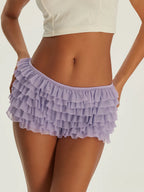 Breathable Solid Color Ruffles Boxer Briefs With Bow