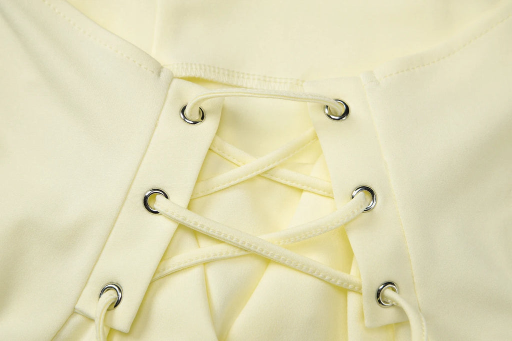 Halter Backless Corset Tank Top With Lace Up Details Retro Street Vibe