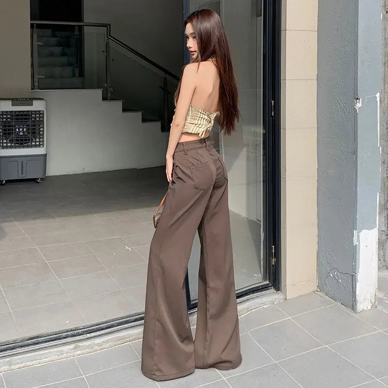 Antiwrinkle Flare Pants With Slimming Comfort Low Waisted