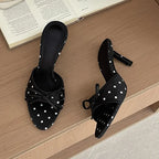 Silk Polka Dot Butterfly Knot Heels