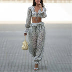 Breezy Ruffle Set With Lightweight Top And Flowing Trousers Casual Style