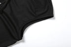 Rivets Decoration Top Stand Collar Navel Exposed Bandage Look Edgy Chic High Street Fashion