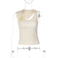 Irregular Neckline Sleeveless Tank Top For Women Slim Fit