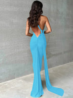One Shoulder Backless Ruched Dress