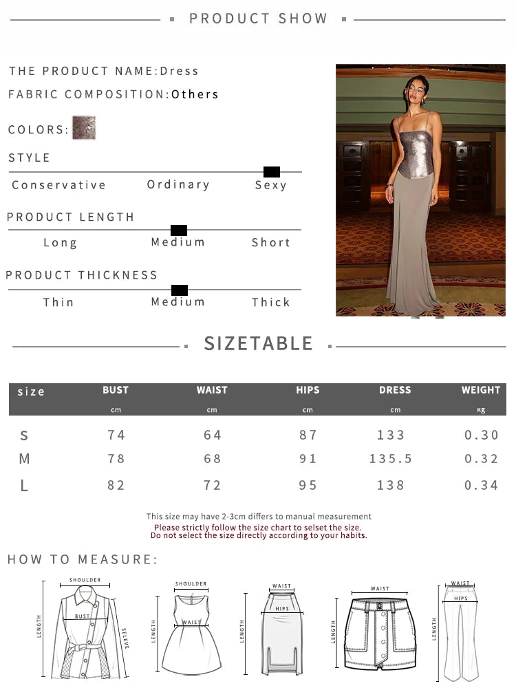 Patchwork Sequin Sling Dress Glamour Backless Bodycon Evening Gown