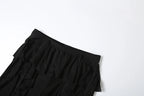 Irregular Tiered Flare Pants With Patchwork See Through